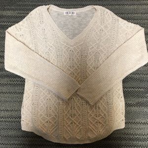 Pink Rose detailed cream sweater